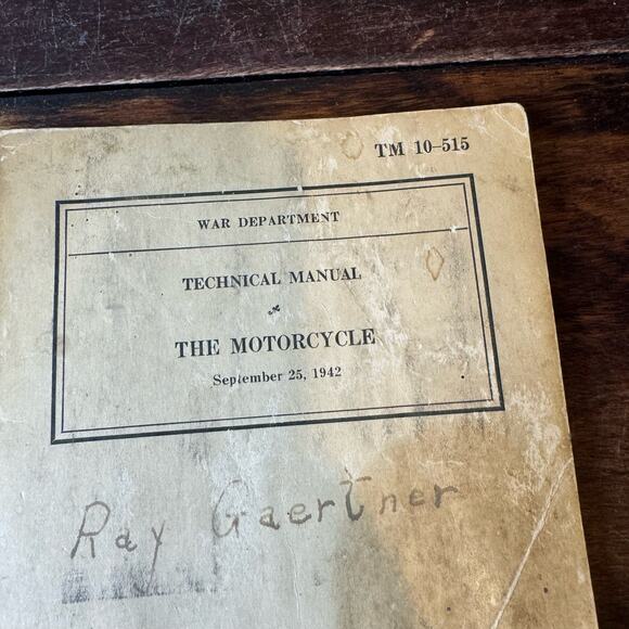 1942 TM 10-515 Motorcyle US Military Manual Harley‎ Davidson Indian motorcycle - Picture 2 of 13